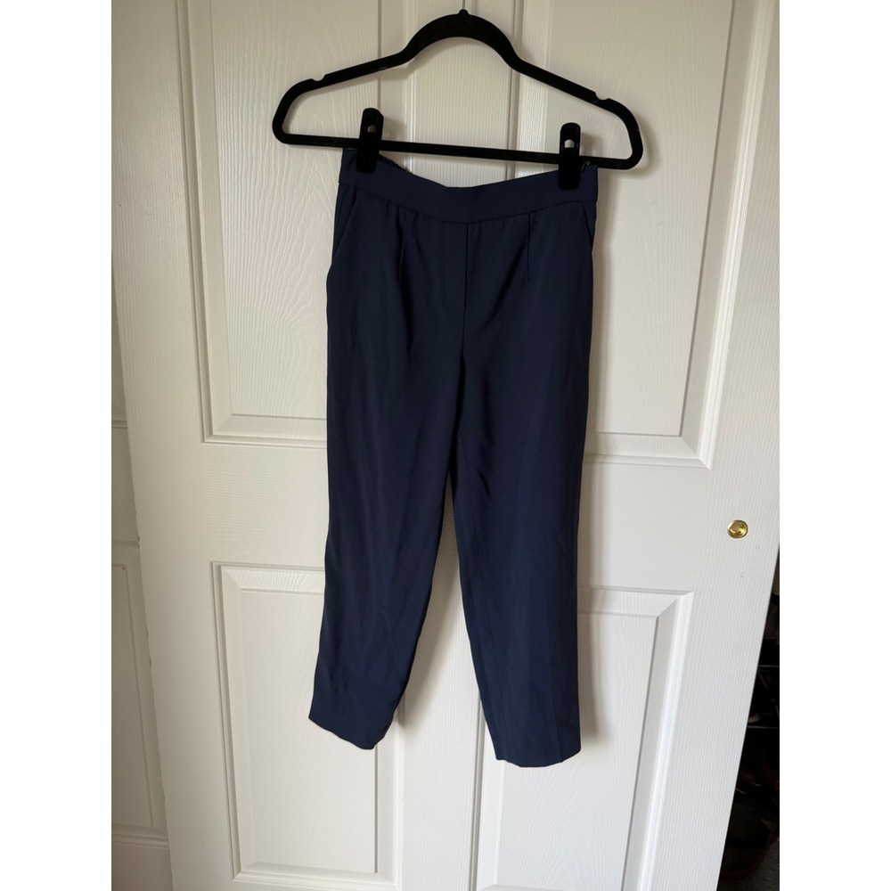 Babaton Aritzia Pants Navy Blue High Waisted Tapered Ankle Trousers 0